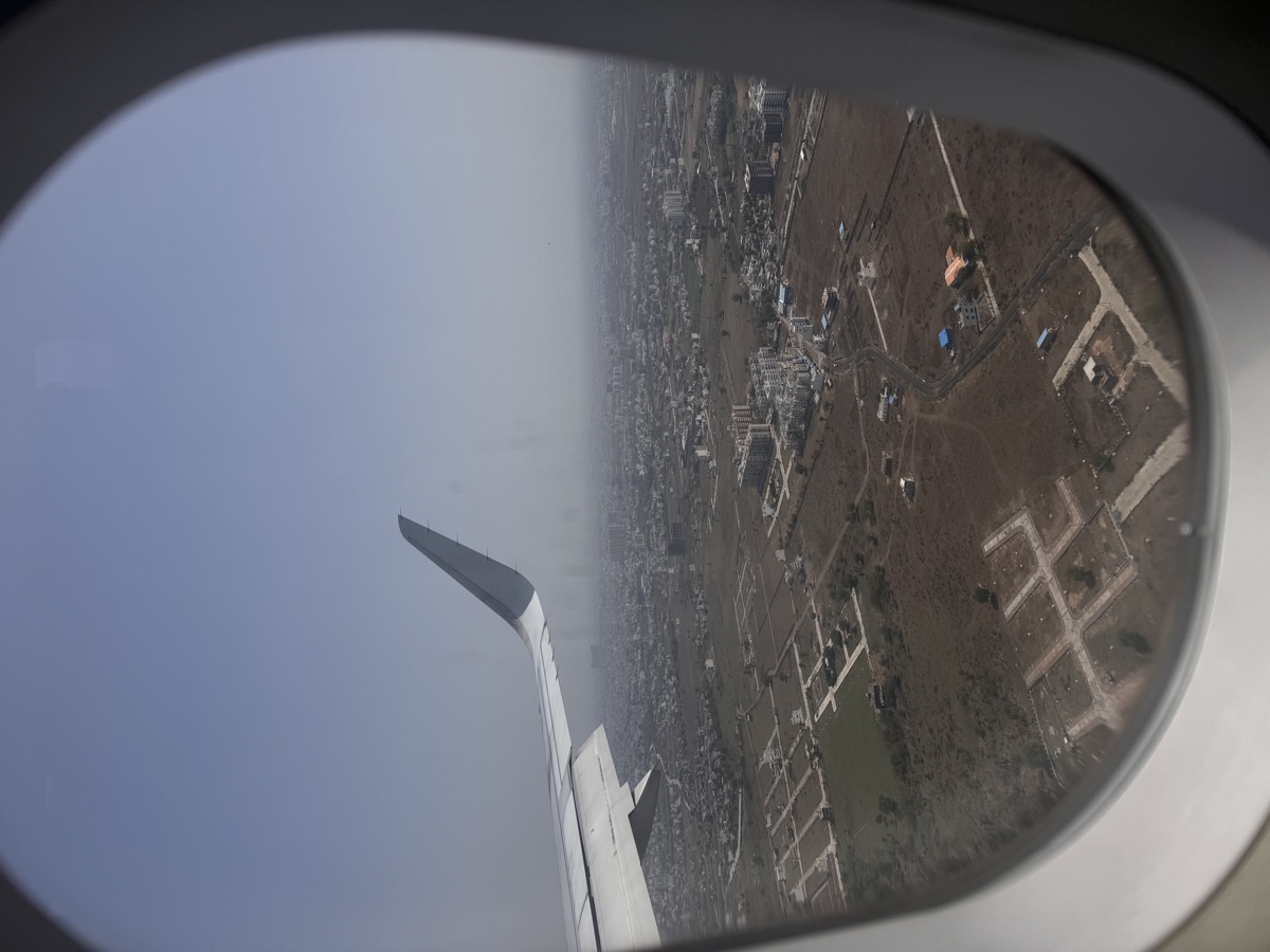 Aerial view from the aircraft window on the first flight from Delhi to Nagpur